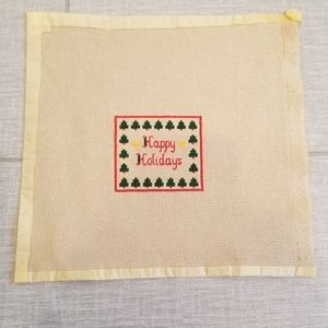 Vintage cross stitch embroidery "Happy Holidays"